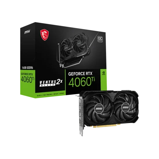 MSI GEFORCE RTX 4060 TI VENTUS 2X BLACK 16G OC 16GB GRAPHICS CARD